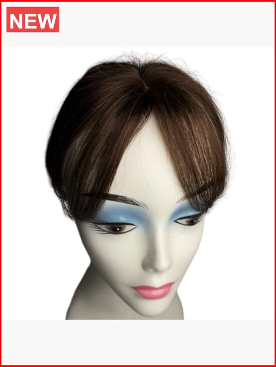 Clip In Human Hair Bangs Topper for Thinning Hair 6inch Straight Hairpieces